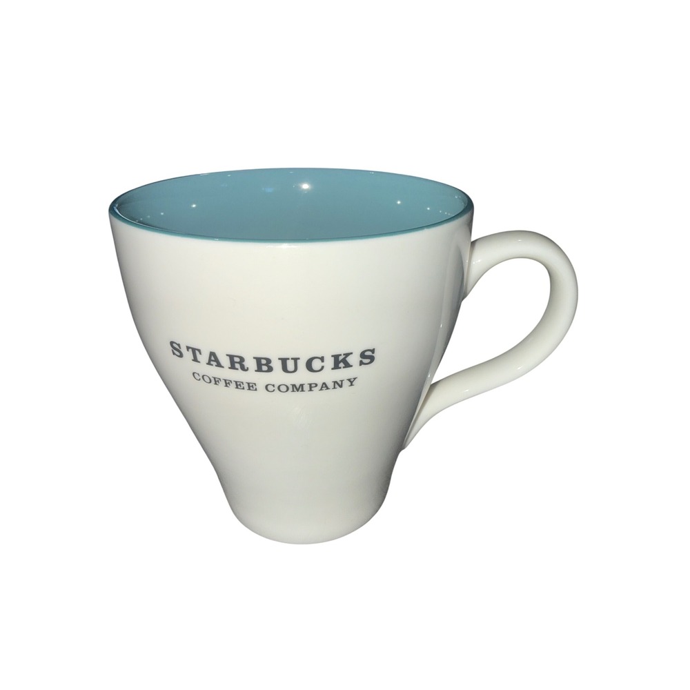 Starbucks 2007 White Turquoise Blue Interior Ceramic Coffee Mug Cup